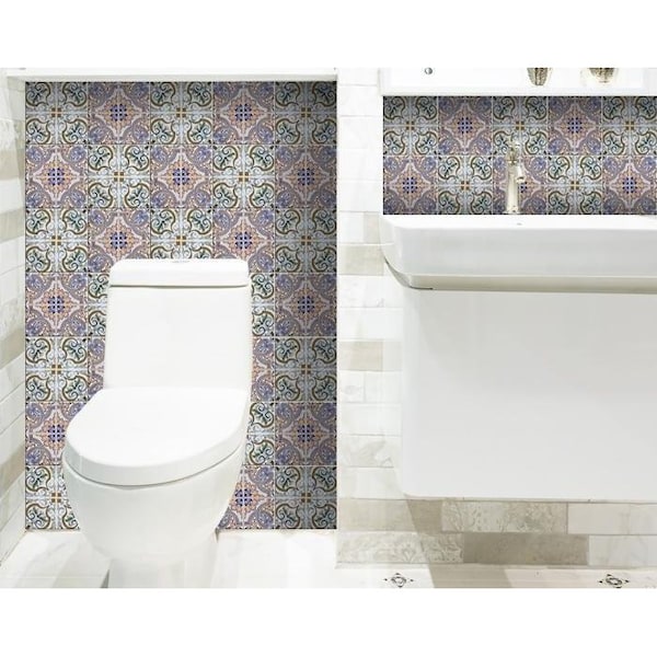 Homeroots 7 x 7 in. Muted Pastel Kyla Green Peel & Stick Tiles - 400143