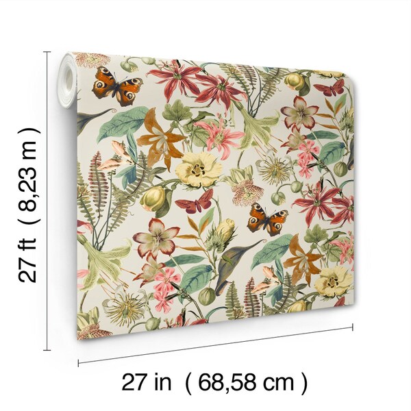 York Wallcoverings Butterfly House Light Taupe and Coral Wallpaper - BL1724