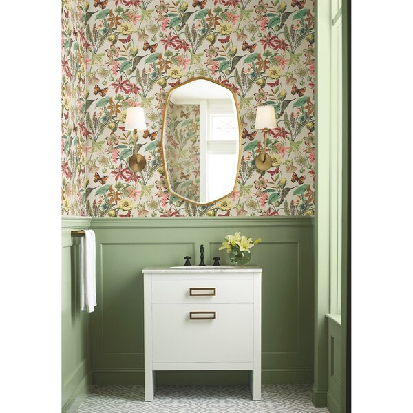 York Wallcoverings Butterfly House Light Taupe and Coral Wallpaper - BL1724