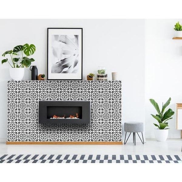 Homeroots 4 x 4 in. Tulipa White & Gray Peel & Stick Removable Tiles - 399900