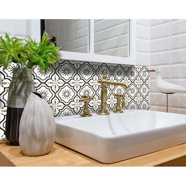 Homeroots 8 x 8 in. Glenda Sage Gray Removable Peel & Stick Tiles - 400404