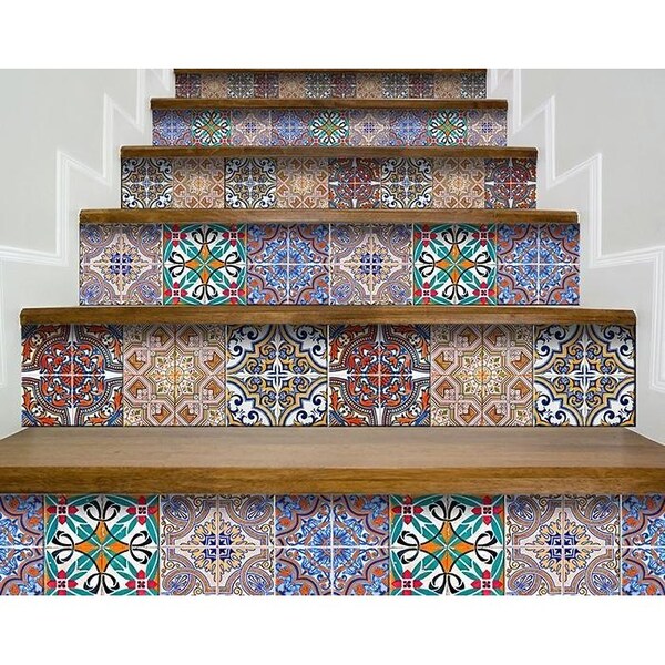 Homeroots 5 x 5 in. Mancuso Removable Blue Peel & Stick Tiles - 400336