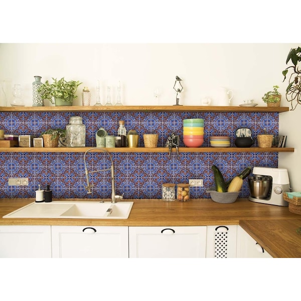 Homeroots 6 x 6 in. Blue Rust Zio Removable Peel & Stick Tiles - 400242