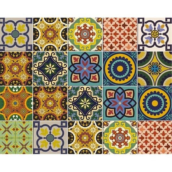 Homeroots 5 x 5 in. Euro Green Mosaic Peel & Stick Removable Tiles - 400041