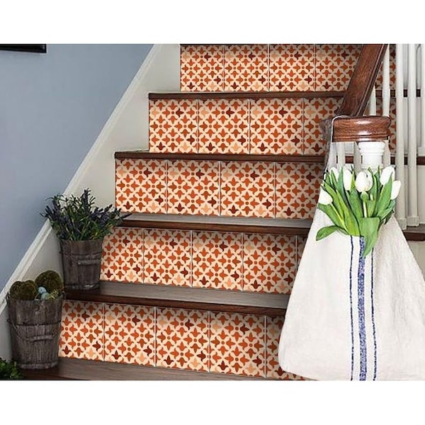 Homeroots 5 x 5 in. Terra Cotta Red Tango Peel & Stick Tiles - 399996