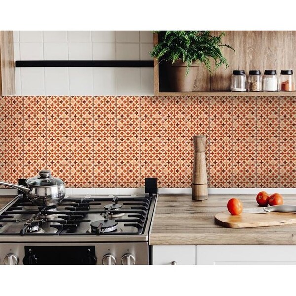 Homeroots 5 x 5 in. Terra Cotta Red Tango Peel & Stick Tiles - 399996