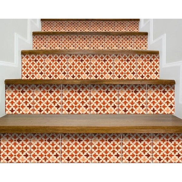 Homeroots 5 x 5 in. Terra Cotta Red Tango Peel & Stick Tiles - 399996