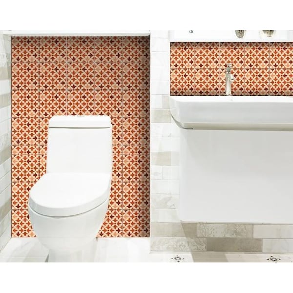 Homeroots 5 x 5 in. Terra Cotta Red Tango Peel & Stick Tiles - 399996