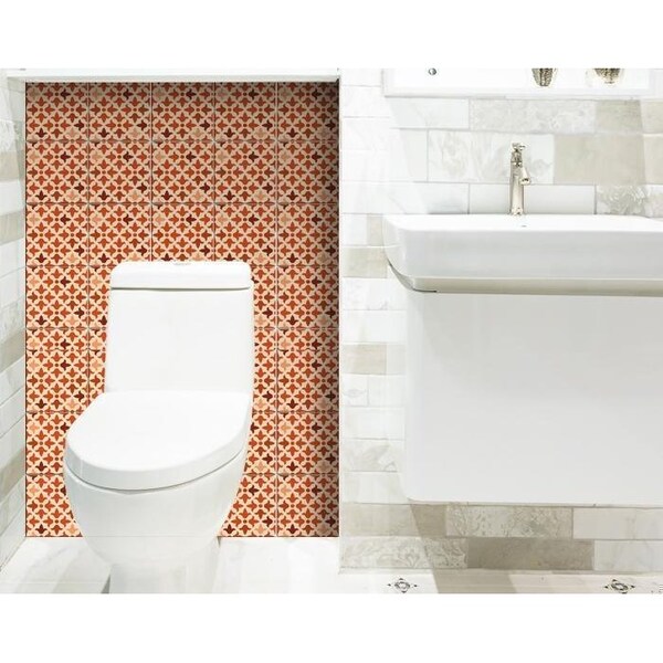 Homeroots 5 x 5 in. Terra Cotta Red Tango Peel & Stick Tiles - 399996