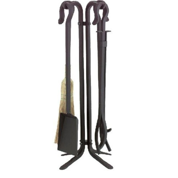 Dagan Dagan 7601 Wrought Iron Fireplace Tool Set - Corn Broom; Black - 5 Piece - 7601
