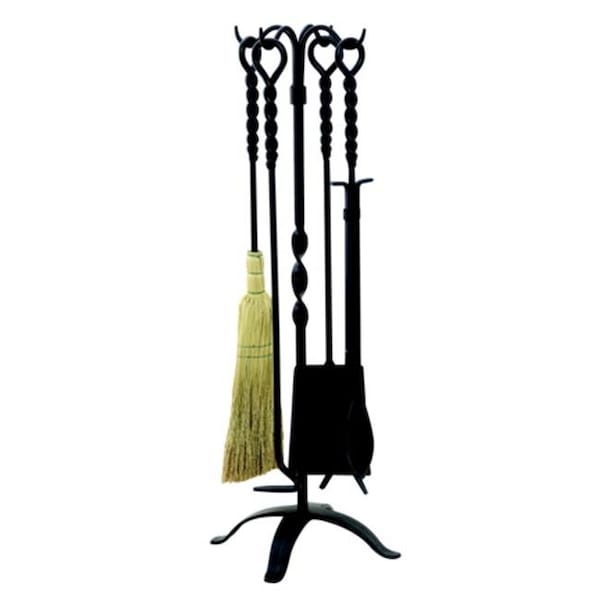 Uniflame Uniflame T58650BK 5 PC TWIST BLACK WROUGHT IRON FIRESET - T58650BK