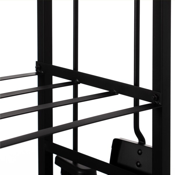 Gardenised Indoor and Outdoor Patio Iron Firewood Log Cart with Fireplace Tool Rack, Black - QI004554