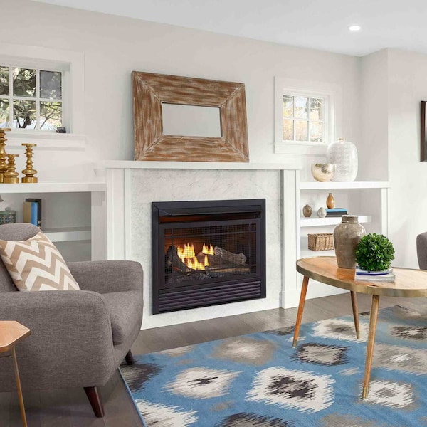 Duluth Forge Dual Fuel Ventless Gas Fireplace Insert - 26,000 Btu, T-Stat Control - FDF300T