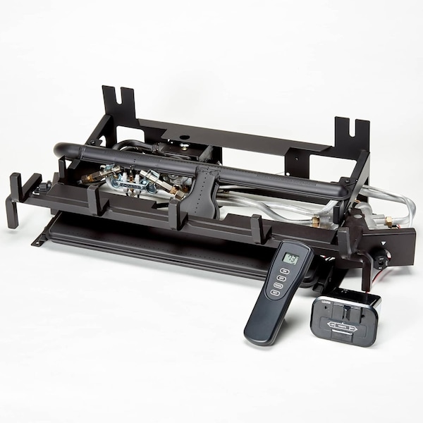 Bluegrass Living Vent Free Dual Fuel Log Set, 24 in Rustic Oak, 33,000 BTU, Remote Control - B24DR-ES4