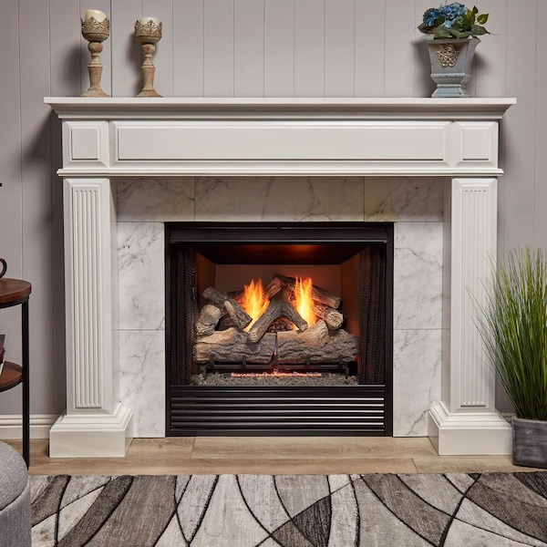 Bluegrass Living Vent Free Dual Fuel Log Set, 24 in Rustic Oak, 33,000 BTU, Remote Control - B24DR-ES4