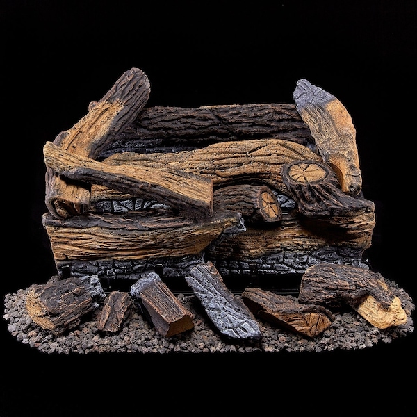 Duluth Forge Ventless Dual Fuel Gas Log Set - 18 In. Split Red Oak, 30,000 Btu,  - DLS-18R-1