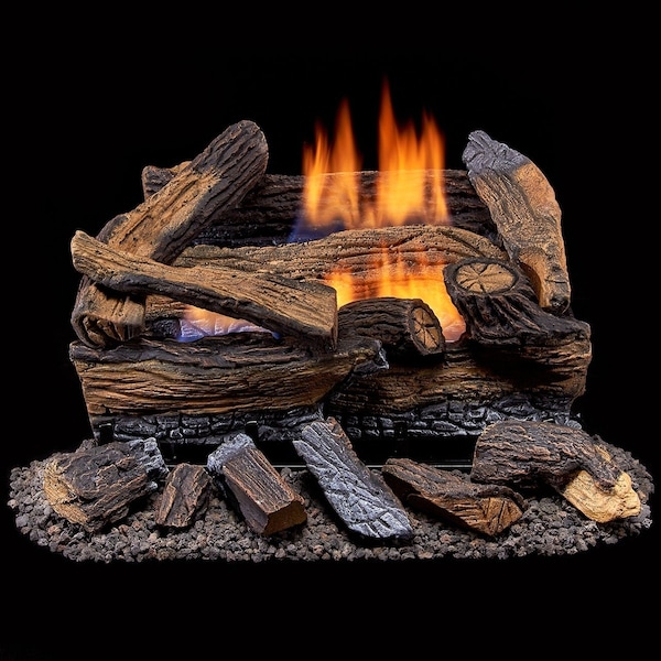 Duluth Forge Ventless Dual Fuel Gas Log Set - 18 In. Split Red Oak, 30,000 Btu,  - DLS-18R-1