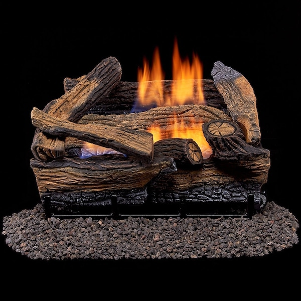 Duluth Forge Ventless Dual Fuel Gas Log Set - 18 In. Split Red Oak, 30,000 Btu,  - DLS-18R-1