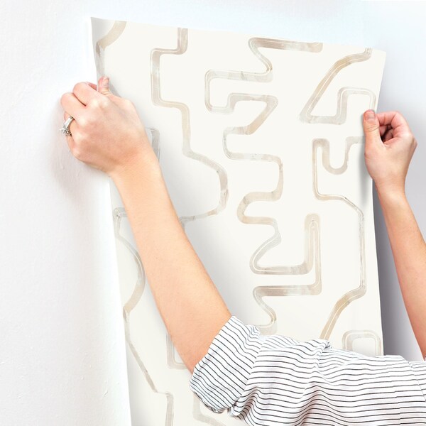 York Wallcoverings Abstract Aura Caramel and Cream Wallpaper - AG2052