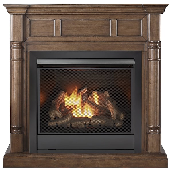 Duluth Forge Full Size Dual Fuel Ventless Gas Fireplace With Mantel - 32,000 - FDI32R-M-WN