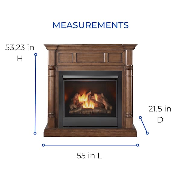 Duluth Forge Full Size Dual Fuel Ventless Gas Fireplace With Mantel - 32,000 - FDI32R-M-WN