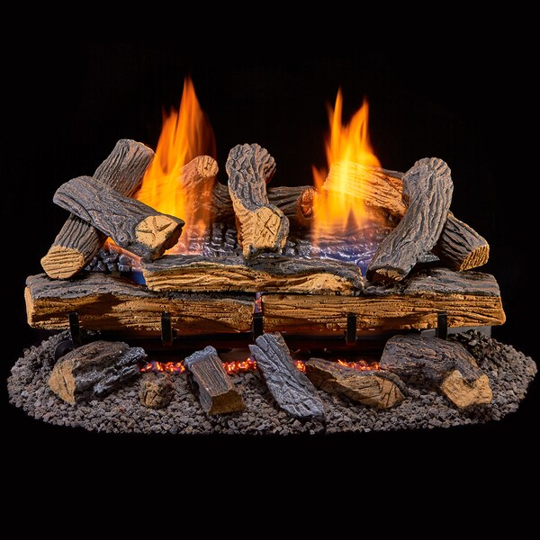 Duluth Forge Ventless Dual Fuel Gas Log Set - 24 In. Berkshire Split Oak, 33, 0 - DLS-24R-1