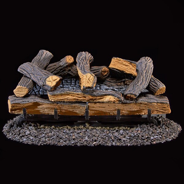 Duluth Forge Ventless Dual Fuel Gas Log Set - 24 In. Berkshire Split Oak, 33, 0 - DLS-24R-1