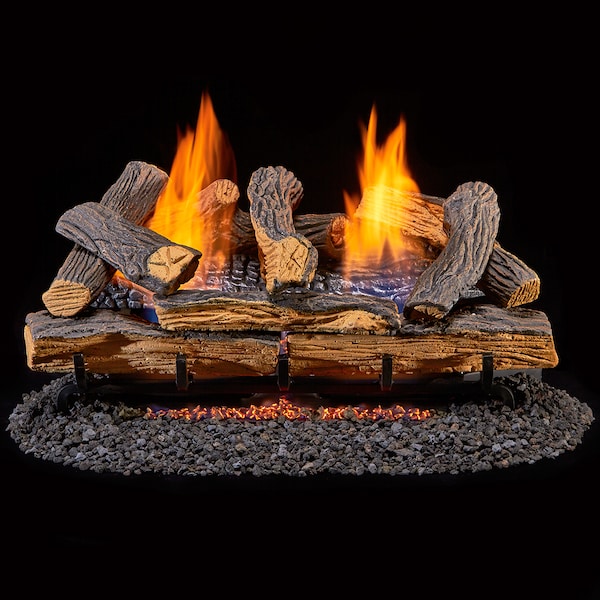 Duluth Forge Ventless Dual Fuel Gas Log Set - 24 In. Berkshire Split Oak, 33, 0 - DLS-24R-1