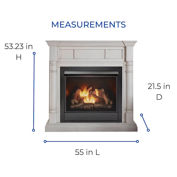 Duluth Forge Full Size Dual Fuel Ventless Gas Fireplace With Mantel - 32,000 Btu - FDI32R-M-AW