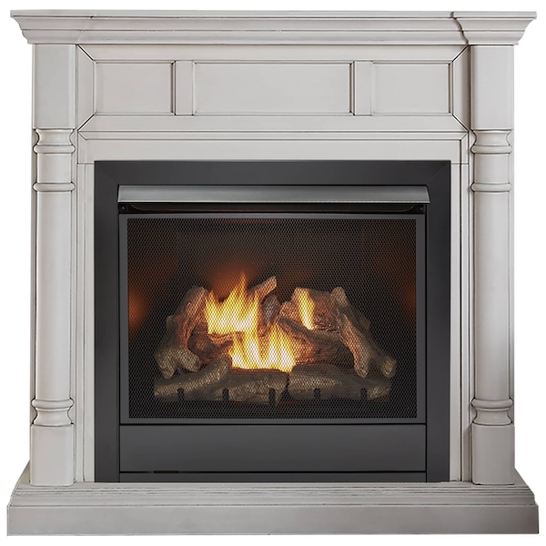 Duluth Forge Full Size Dual Fuel Ventless Gas Fireplace With Mantel - 32,000 Btu - FDI32R-M-AW