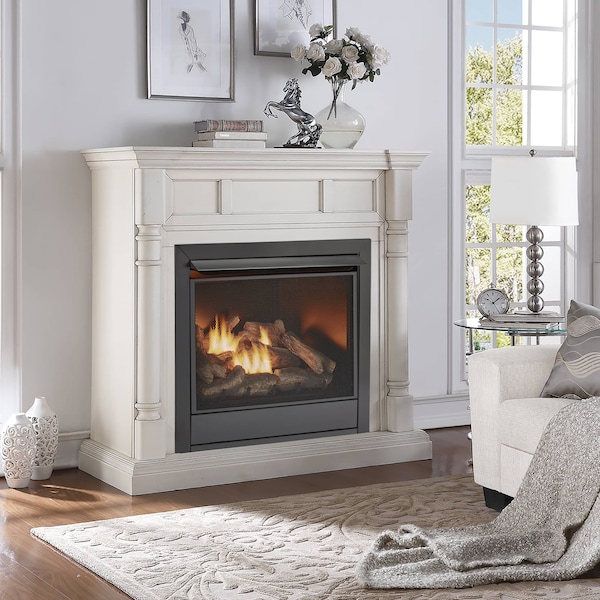 Duluth Forge Full Size Dual Fuel Ventless Gas Fireplace With Mantel - 32,000 Btu - FDI32R-M-AW