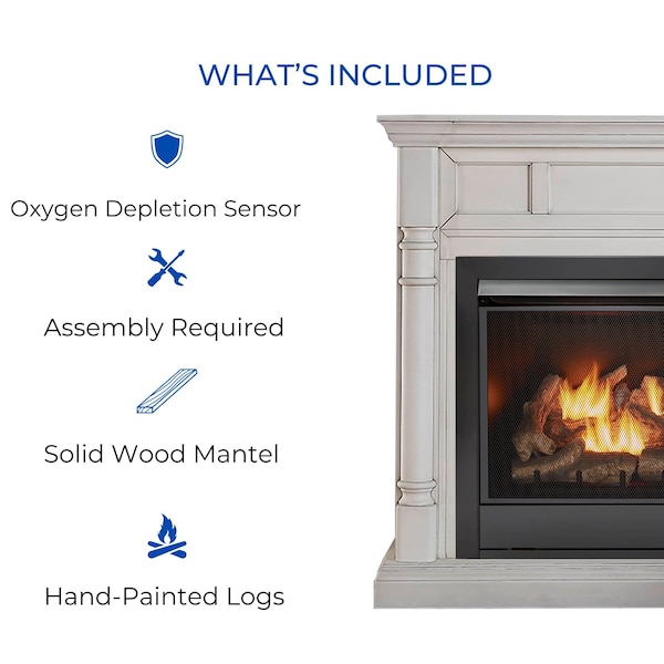 Duluth Forge Full Size Dual Fuel Ventless Gas Fireplace With Mantel - 32,000 Btu - FDI32R-M-AW