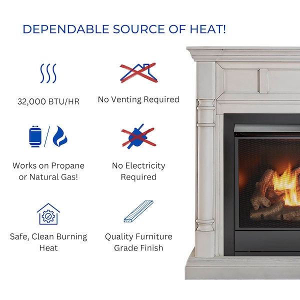 Duluth Forge Full Size Dual Fuel Ventless Gas Fireplace With Mantel - 32,000 Btu - FDI32R-M-AW