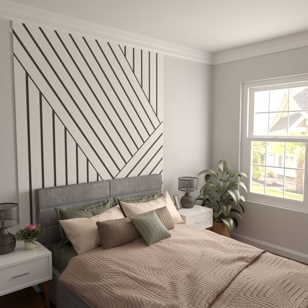 Ekena Millwork 94H x 3/8T Adjustable PVC Slat Wall Panel Kit w/ 4W Slats, Unfinished contains 11 Slats - SWP55X94X0375UN