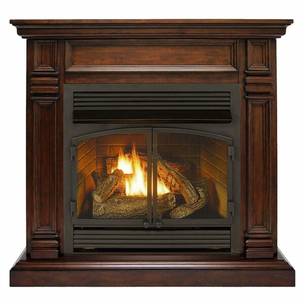 Duluth Forge Dual Fuel Ventless Gas Fireplace With Mantel- 32,000 Btu, Remote - DFS-400R-2W