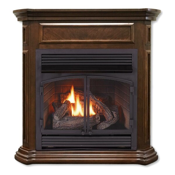 Duluth Forge Dual Fuel Ventless Fireplace With Mantel - 32,000 Btu, Remote Co - DFS-400R-4NG