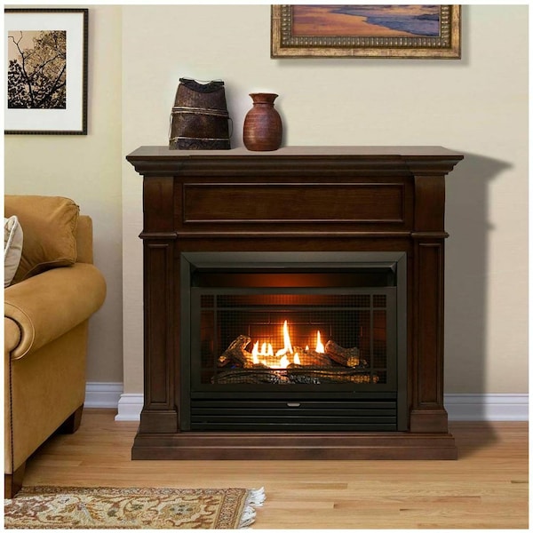 Duluth Forge Dual Fuel Ventless Gas Fireplace With Mantel - 26,000 Btu, Remote - DFS-300R-4W
