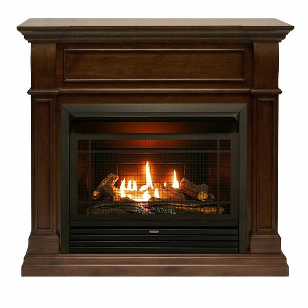Duluth Forge Dual Fuel Ventless Gas Fireplace With Mantel - 26,000 Btu, Remote - DFS-300R-4W