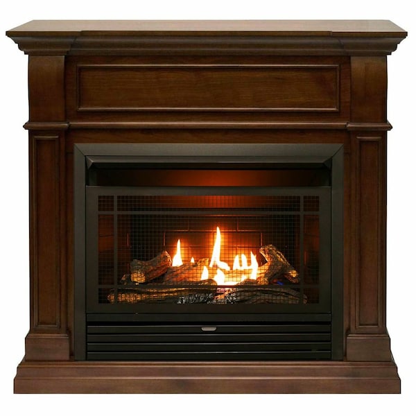 Duluth Forge Dual Fuel Ventless Gas Fireplace With Mantel - 26,000 Btu, T-Stat - DFS-300T-4W