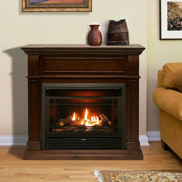 Duluth Forge Dual Fuel Ventless Gas Fireplace With Mantel - 26,000 Btu, T-Stat - DFS-300T-4W