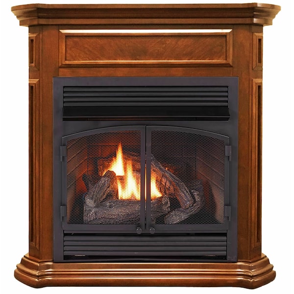 Duluth Forge Dual Fuel Ventless Gas Fireplace With Mantel - 32,000 Btu, Remote Co - DFS-400R-4AS