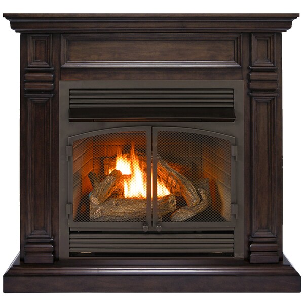 Duluth Forge Dual Fuel Ventless Gas Fireplace With Mantel - 32,000 Btu, Remote - DFS-400R-2CH