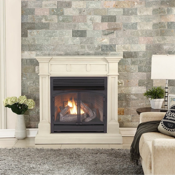 Duluth Forge Dual Fuel Ventless Gas Fireplace With Mantel - 32,000 Btu, Remote - DFS-400R-2AW
