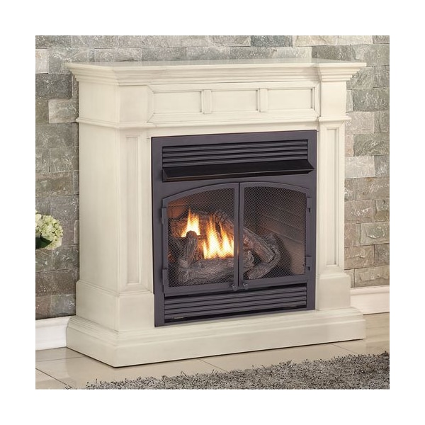 Duluth Forge Dual Fuel Ventless Gas Fireplace With Mantel - 32,000 Btu, Remote - DFS-400R-2AW