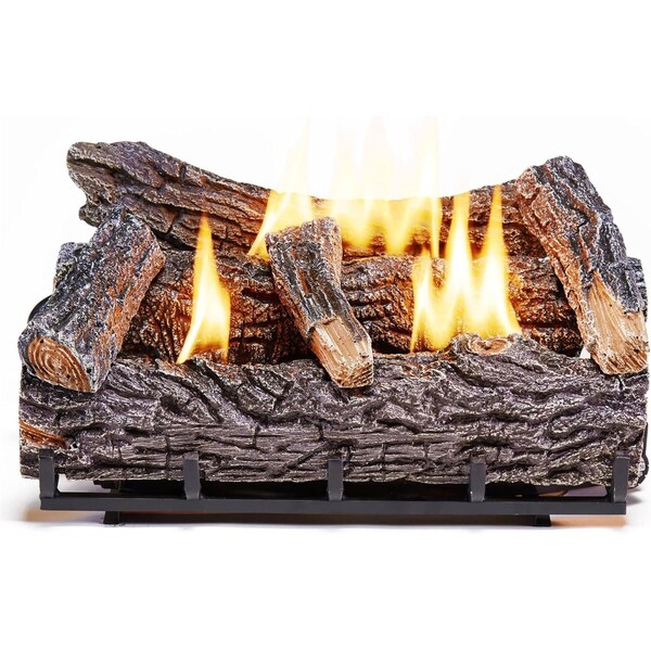 Duluth Forge Ventless Natural Gas Log Set, 21 in Winter Oak, 32,000 BTU, T-Stat Control - DLS-N22T