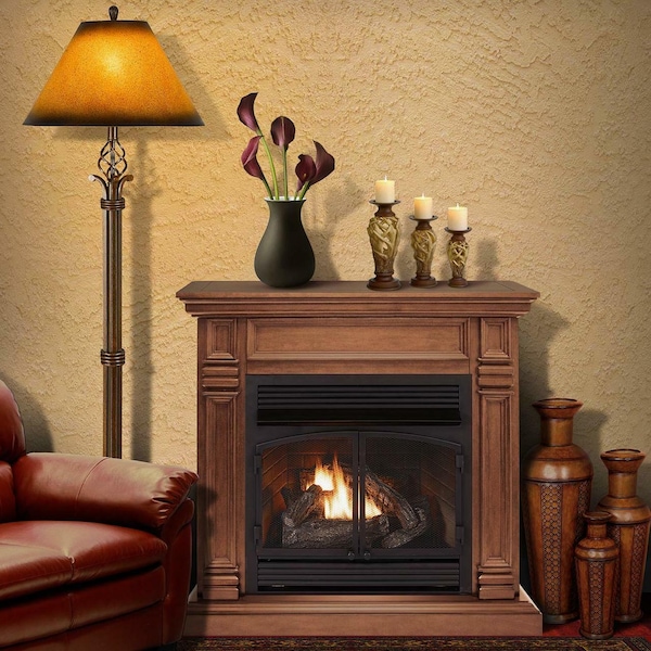 Duluth Forge Dual Fuel Ventless Gas Fireplace With Mantel - 32,000 Btu, Remote Co - DFS-400R-2TA