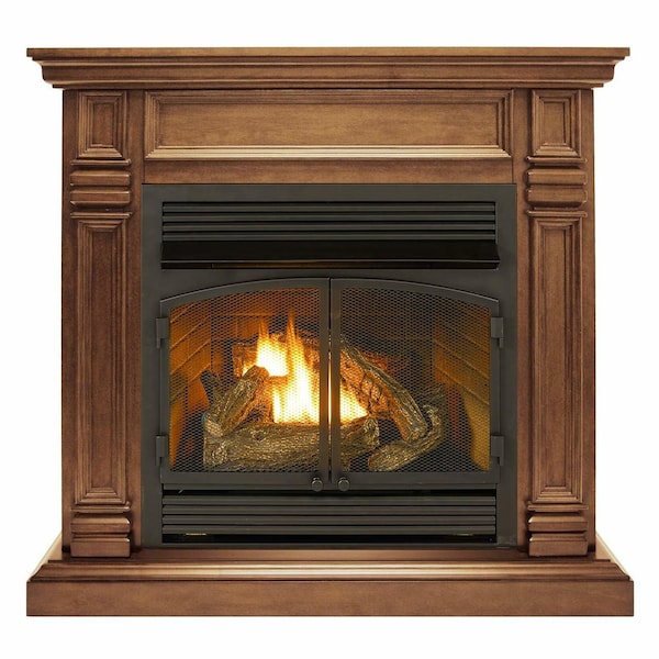 Duluth Forge Dual Fuel Ventless Gas Fireplace With Mantel - 32,000 Btu, Remote Co - DFS-400R-2TA