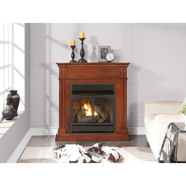 Duluth Forge Dual Fuel Ventless Gas Fireplace With Mantel - 32,000 Btu, Remote Con - DFS-400R-1AT