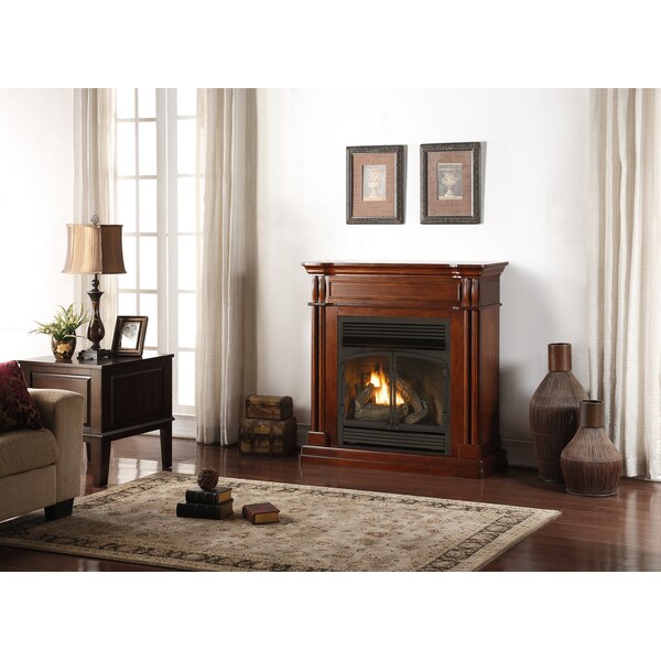 Duluth Forge Dual Fuel Ventless Gas Fireplace With Mantel - 32,000 Btu, Remote Con - DFS-400R-1AT