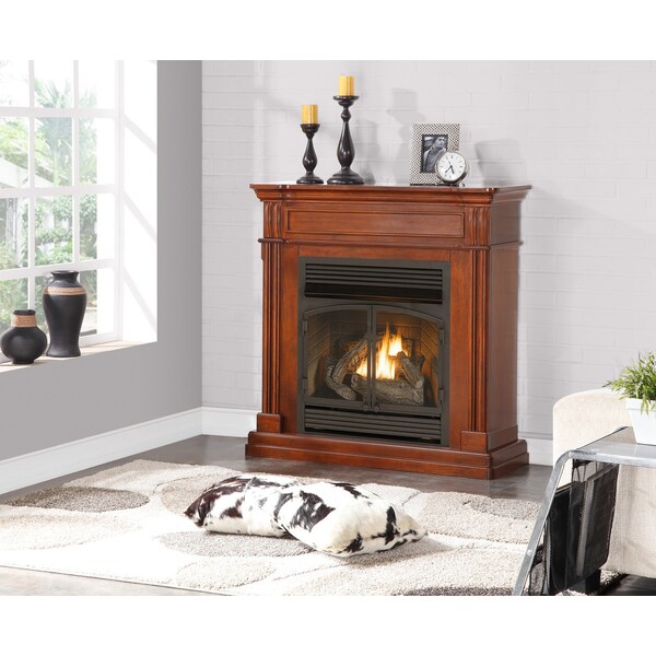 Duluth Forge Dual Fuel Ventless Gas Fireplace With Mantel - 32,000 Btu, Remote Con - DFS-400R-1AT